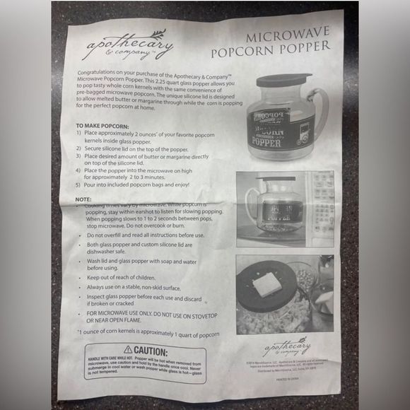 Refinery Microwave Glass Popcorn Popper, 2.25 Qt., 6 Popcorn Bags - Picture 5 of 5